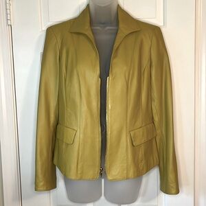 🌻Jones New York All Leather Crop Jacket Mustard Small